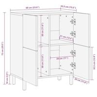 Dressoir 60x33,5x75 cm massief ruw mangohout - thumbnail