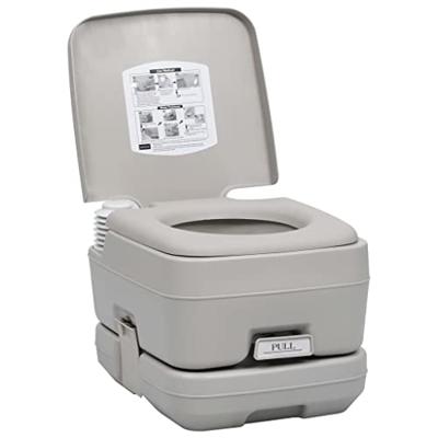 VidaXL Kampeertoilet draagbaar 10 + 10 l grijs - thumbnail