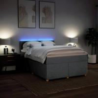 Boxspring met matras stof lichtgrijs 160x200 cm - thumbnail