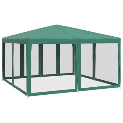 Partytent met 8 mesh zijwanden 4x4 m HDPE groen - thumbnail