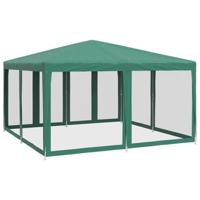 Partytent met 8 mesh zijwanden 4x4 m HDPE groen - thumbnail