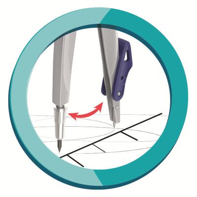 Maped passer Stop System 5-delige passerdoos: 1 passer Stop System, 1 universeel inzetstuk, 1 mineslij...