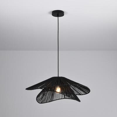 Hanglamp Avanta nero due - Zwart - E27-fitting - IP20 voor binnen - Gevlochten papieren koord - Golvende vorm in tweevoud