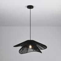 Hanglamp Avanta nero due - Zwart - E27-fitting - IP20 voor binnen - Gevlochten papieren koord - Golvende vorm in tweevoud - thumbnail