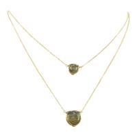 Halsketting met Twee Hangers Tijgeroog (40 en 10 cm) - thumbnail