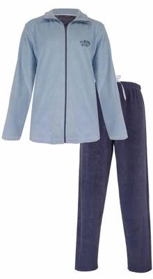 Medaillion dames huispak Velours - Chique Blue - Warm winter 2-delig huispak - lounge pak dames - Copy