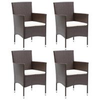 Tuinstoelen 4 st poly rattan bruin - thumbnail