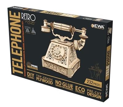 Eco Wood 3D Houten Retro Telefoon DIY Modelbouw