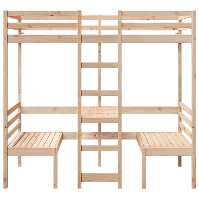 Hoogslaper met bureau en stoelen massief grenenhout 80x200cm