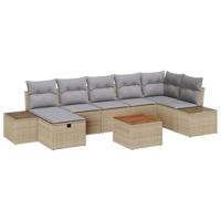 Tuinbankenset met kussen met opslag 8 pcs Beige poly rattan - thumbnail