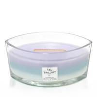 WoodWick Geurkaars Ellipse Trilogy Calming Retreat - 9 cm / 19 cm - Geurkaars in Glas - Houten Lont - thumbnail