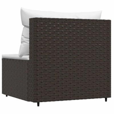 Tuinmiddenbank met kussens poly rattan bruin - thumbnail