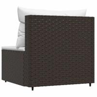 Tuinmiddenbank met kussens poly rattan bruin - thumbnail