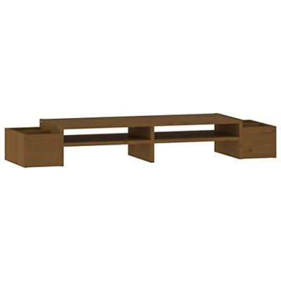 VidaXL Monitorstandaard 100x27,5x15 cm massief grenenhout honingbruin VidaXL Monitorstandaard 100x27,5x15 cm massief grenenhout honingbruin