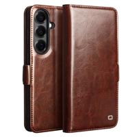 Qialino Samsung Galaxy S26 Plus hoesje - Leren bookcase - Magnetische sluiting - Donkerbruin - thumbnail