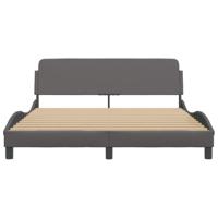 Bedframe met hoofdbord kunstleer grijs 160x200 cm - thumbnail