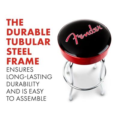 Fender Red Sparkle Logo Barstool 30" zwart-rood-chroom gitaarkruk (76 cm)