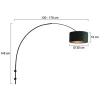 Steinhauer Wand BooglampSparkled zwart met groen velourse kap - 8139ZW - thumbnail