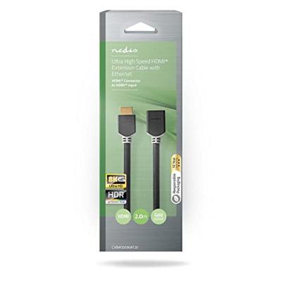 High Speed HDMI-Kabel met Ethernet | HDMI Connector | HDMI Female | 8K@60Hz | eARC | 48 Gbps | 2.00 m | Rond | PVC | Antraciet