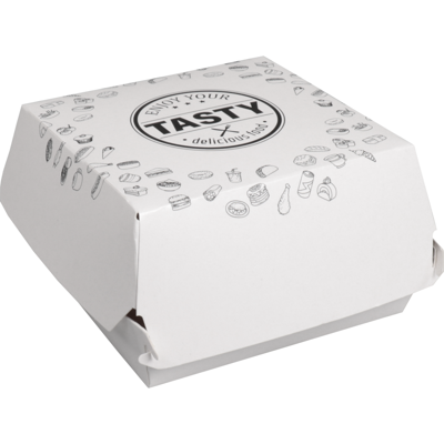 Bak | Karton + kleicoating | TASTY | hamburgerbak | 115x115x70mm | wit | 300 stuks