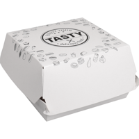 Bak | Karton + kleicoating | TASTY | hamburgerbak | 115x115x70mm | wit | 300 stuks - thumbnail