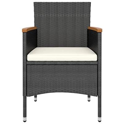 5-delige Tuinset poly rattan en massief acaciahout zwart