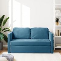 Slaapbank vloermodel 2-in-1 122x204x55 cm fluweel blauw - thumbnail