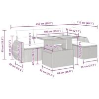 6-delige Loungeset met kussens poly rattan acacia beige - thumbnail