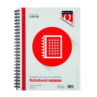 Collegeblok quantore a4 ruit 10mm 23-gaats 200pg | 5 stuks Collegeblok quantore a4 ruit 10mm 23-gaats 200pg | 5 stuks