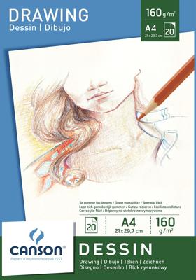 Tekenpapier Canson Graduate Drawing 30vel 160gr A4 helderwit
