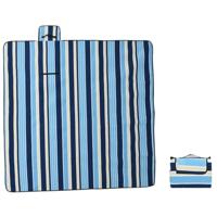 VidaXL Picknickkleed opvouwbaar gestreept 200x200 cm fluweel blauw wit - thumbnail