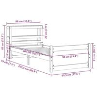 Bedframe met hoofdbord massief grenenhout 90x200 cm - thumbnail