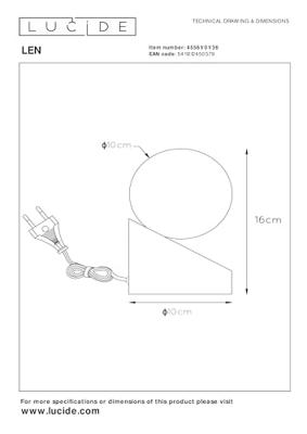 Lucide LEN - Tafellamp - Ø 10 cm - 1xG9 - Grijs