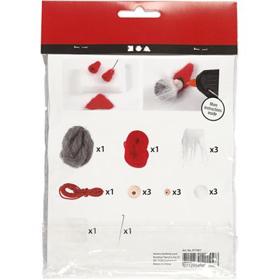Creativ Company Creative mini kit, kerstkabouter aan een touw, h: 6 cm, 1 doos