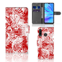 Telefoonhoesje met Naam Huawei P30 Lite (2020) Angel Skull Rood - thumbnail