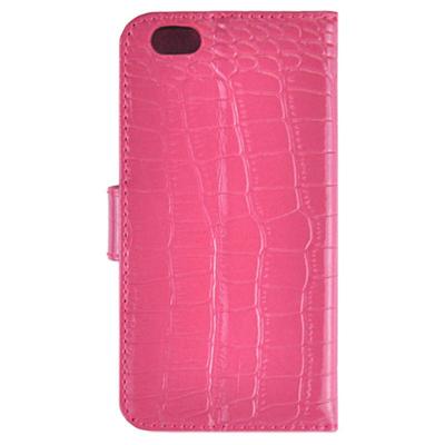 iPhone 6 Plus & 6S Plus horizontaal Krokodil structuur PU leren Flip Hoesje met houder, foto frame en opbergruimte voor pinpassen (hard roze)
