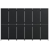 Kamerscherm 6 panelen poly rattan zwart - thumbnail