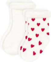 Set van 2 paar tricot babysokjes PETIT BATEAU wit, bedrukt - thumbnail