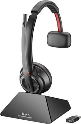 HP Poly Savi 8220 Stereo DECT 1880-1900 On Ear headset DECT Stereo Zwart Volumeregeling, Microfoon uitschakelbaar (mute) Computer
