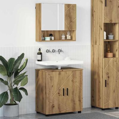 Badkamermeubelset 2 pcs artisanaal eikenkleurig 61 x 35 x 64 cm