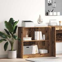 Boekenkast 80x24x76 cm bewerkt hout oud houtkleurig - thumbnail
