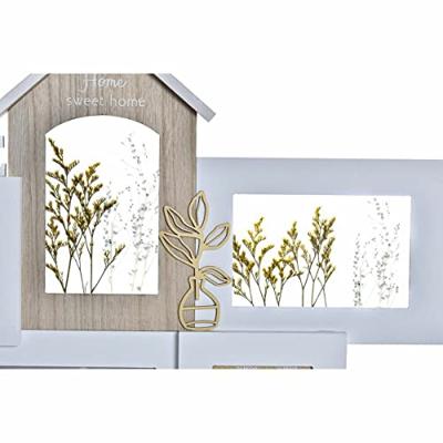 Fotolijsten DKD Home Decor Love Home Hout Bloem Natuurlijk (46 x 3 x 39 cm) (2 Stuks)