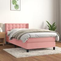 Boxspring met matras fluweel roze 90x200 cm - thumbnail