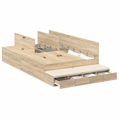 Opbergbedframe Sonoma Eiken 226,5 x 120 x 31,5 cm Bewerkt hout