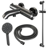 Opbouwset Bad- en Douchekraan Brauer Gunmetal Edition Thermostatisch Met Glijstang En Handdouche 3 Standen Geborsteld Gunmetal Brauer - thumbnail