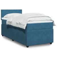 Boxspring met matras fluweel blauw 160x200 cm - thumbnail