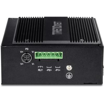 TRENDnet TI-BG104 Industriële Gigabit PoE++ DIN-railschakelaar, onbeheerd met 10 poorten, 4 Gigabit PoE++-poorten, 4 Gigabit PoE-poorten, 2 Gigabit SFP- of RJ-45-poorten, 360 W vermogensbudget