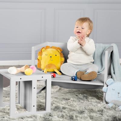 Sgabello regolabile per bambini ROBA - 3 altezze - Stile country - Grigio