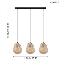 Eglo Rotan hanglampDembleby 3-lichts - 43262 - thumbnail