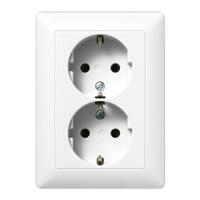 Jung AS5020KIUWW Wandcontactdoos met randaarde Inzetstuk 2-voudig Alpine-wit 1 stuk(s) - thumbnail